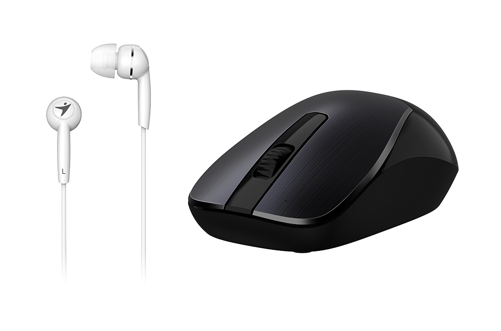 Genius MH-7018 wireless mouse Black + In-ear Headset White